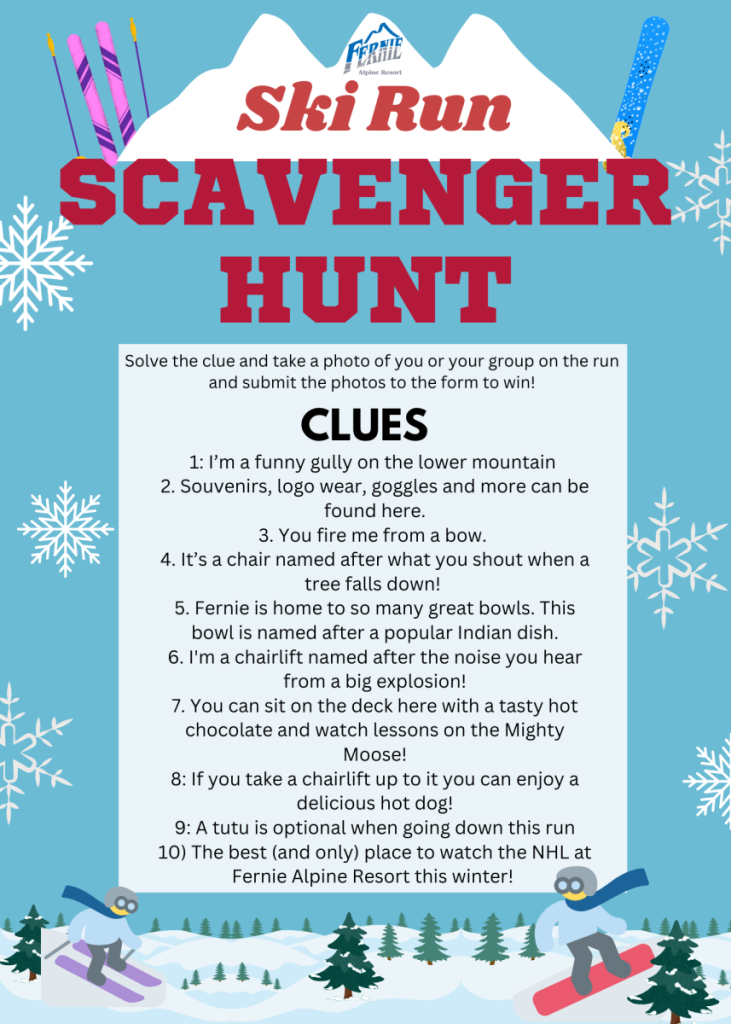 Family Scavenger Hunt 2024 Fernie Alpine Resort   Scavenger Hunt Clues Feb 17 1 731x1024 